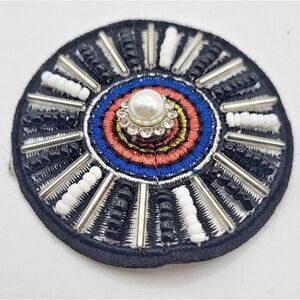 Beautiful Embroidered Beaded Circular Applique Festival Sew On 2.25in
